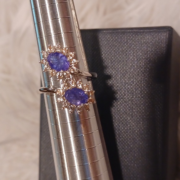 Colleen Lopez Tanzanite and White Zircon By Pass Ring NEW - Picture 5 of 7